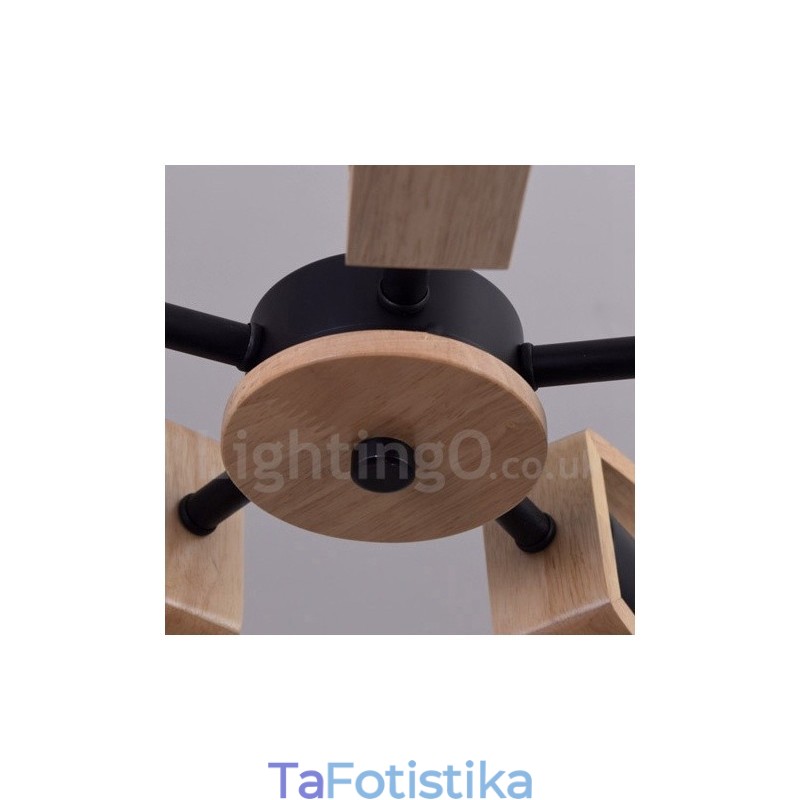 Ξύλινο φωτιστικό πολυελαίου μονού επιπέδου 8 σε μοντέρνο μοντέρνο στυλ