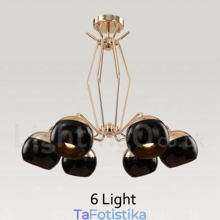 Μοντέρνο μοντέρνο μεταλλικό φωτιστικό πολυέλαιου 6 ελαφριάς στάθμης με γυάλινη απόχρωση