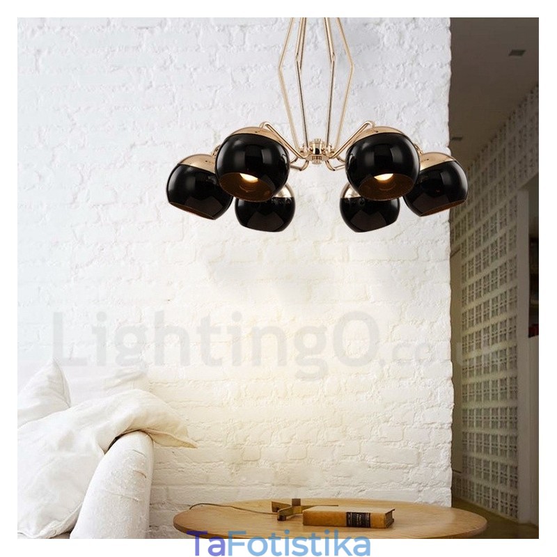 Μοντέρνο μοντέρνο μεταλλικό φωτιστικό πολυέλαιου 6 ελαφριάς στάθμης με γυάλινη απόχρωση