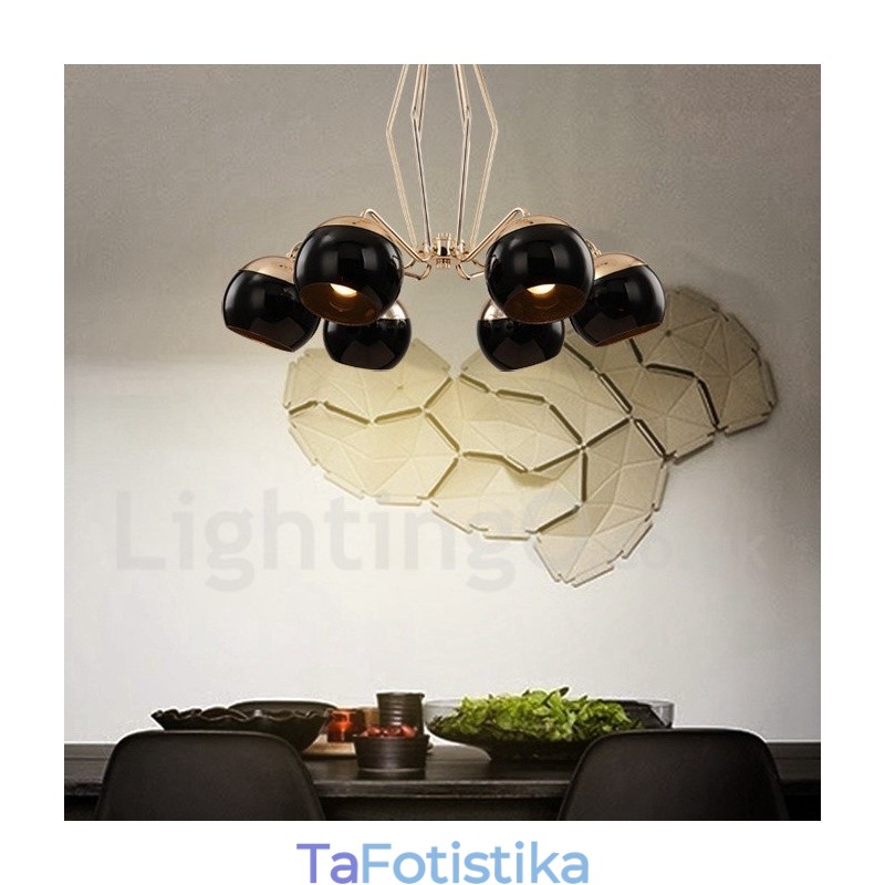 Μοντέρνο μοντέρνο μεταλλικό φωτιστικό πολυέλαιου 6 ελαφριάς στάθμης με γυάλινη απόχρωση