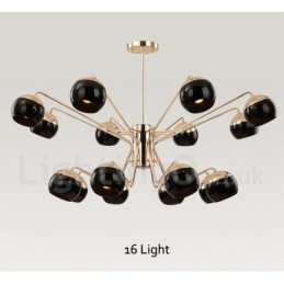 Φωτιστικό 16 Light 2 Επιπέδων Μοντέρνο Σύγχρονο Μεταλλικό Πολυέλαιο με γυάλινη απόχρωση