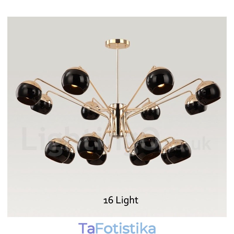 Φωτιστικό 16 Light 2 Επιπέδων Μοντέρνο Σύγχρονο Μεταλλικό Πολυέλαιο με γυάλινη απόχρωση