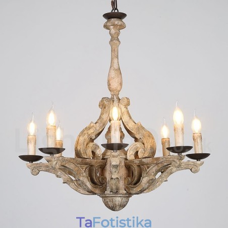 Φωτιστικό 8 Light Vintage Ξύλινο Ξύλινο Φωτιστικό Φωτιστικό 8 Light Vintage Ξύλινο Ξύλινο Φωτιστικό