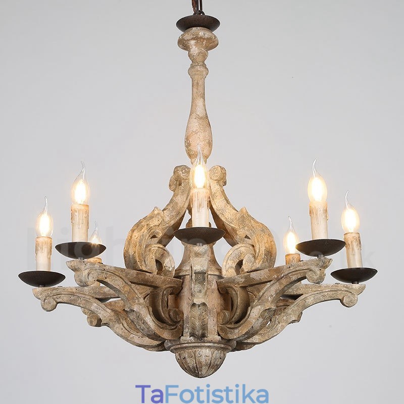 Φωτιστικό 8 Light Vintage Ξύλινο Ξύλινο Φωτιστικό