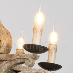Φωτιστικό 8 Light Vintage Ξύλινο Ξύλινο Φωτιστικό