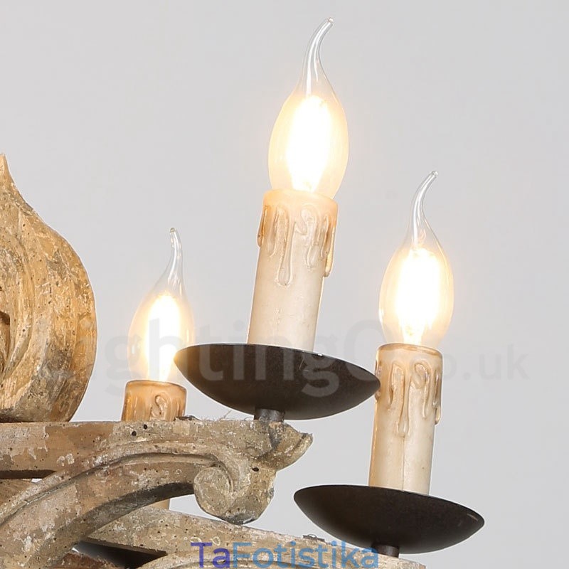 Φωτιστικό 8 Light Vintage Ξύλινο Ξύλινο Φωτιστικό