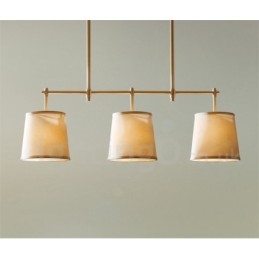 Country Retro 3 Light Χάλκινο Φωτιστικό Πολυέλαιος με Υφασμάτινο Φωτιστικό Σκιάς
