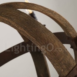Country Vintage Ξύλινο 6 Φωτιστικό Φωτιστικό Πολυέλαιος