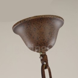 Country Wooden Vintage 6 Light Πολυέλαιος Μονής Επίπεδης Ξύλο Φωτιστικό