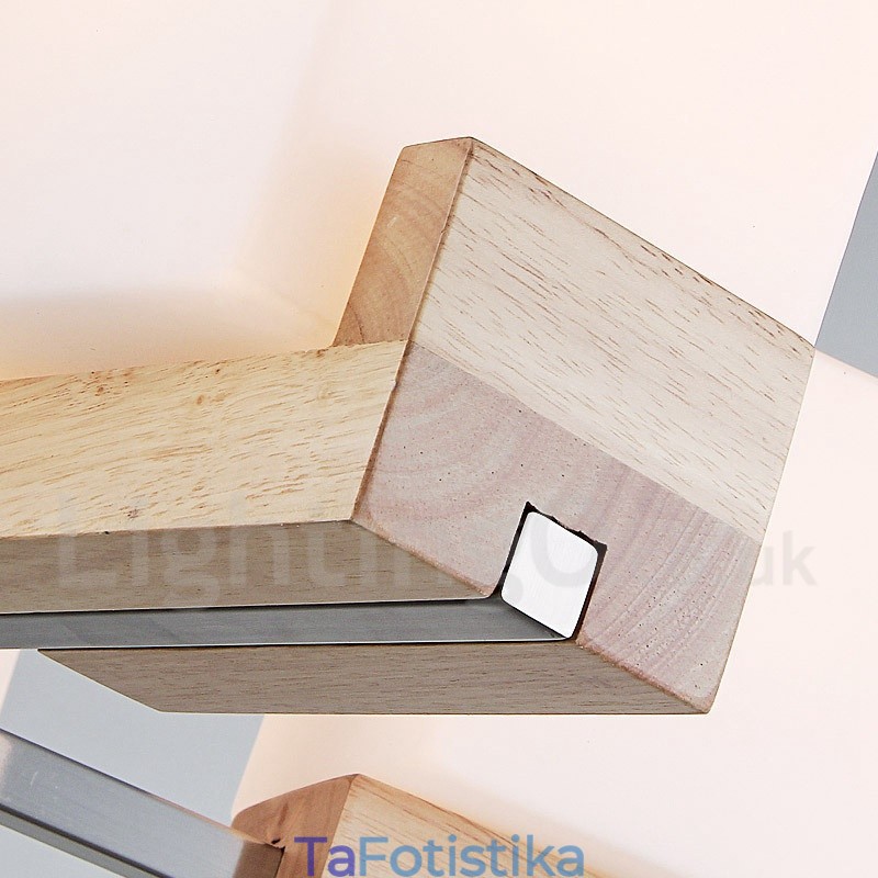 Ξύλινο Μοντέρνο Σύγχρονο Φωτιστικό Πολυέλαιου 5 Φωτιστικών Μονών Επιπέδων