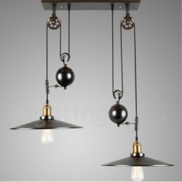 2 Light Country Vintage Μεταλλικό Κρεμαστό Φωτιστικό
