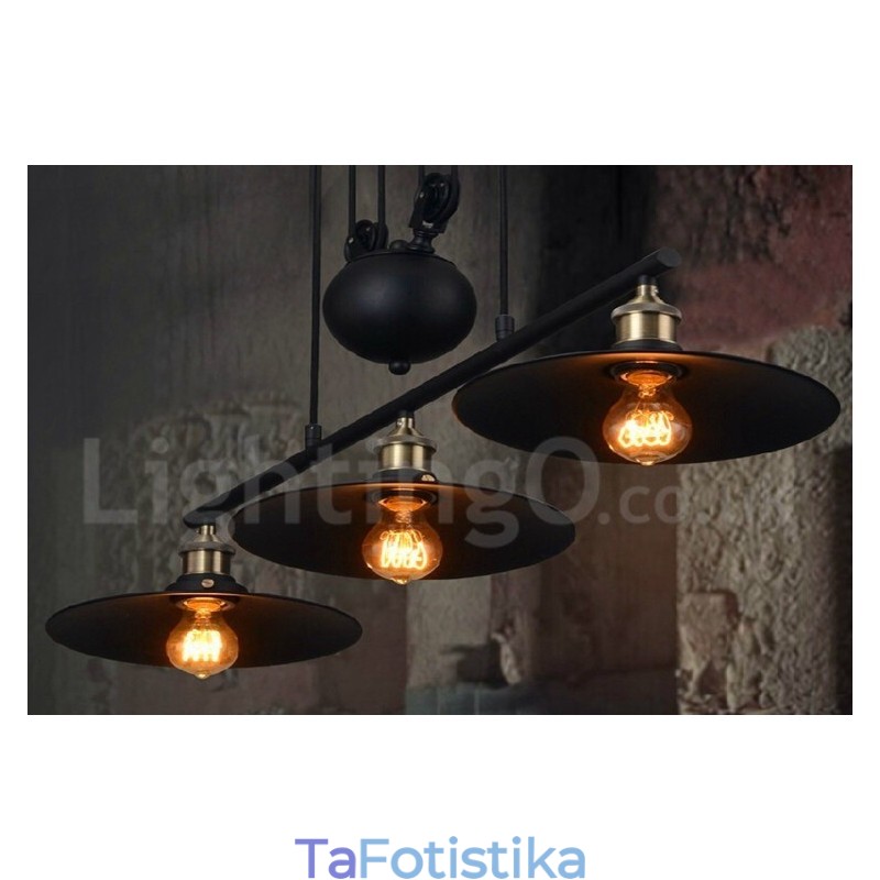 3 Light Country Vintage Μεταλλικό Κρεμαστό Φωτιστικό