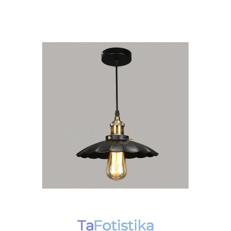 Μαύρο Μεταλλικό Vintage Κρεμαστό Φωτιστικό