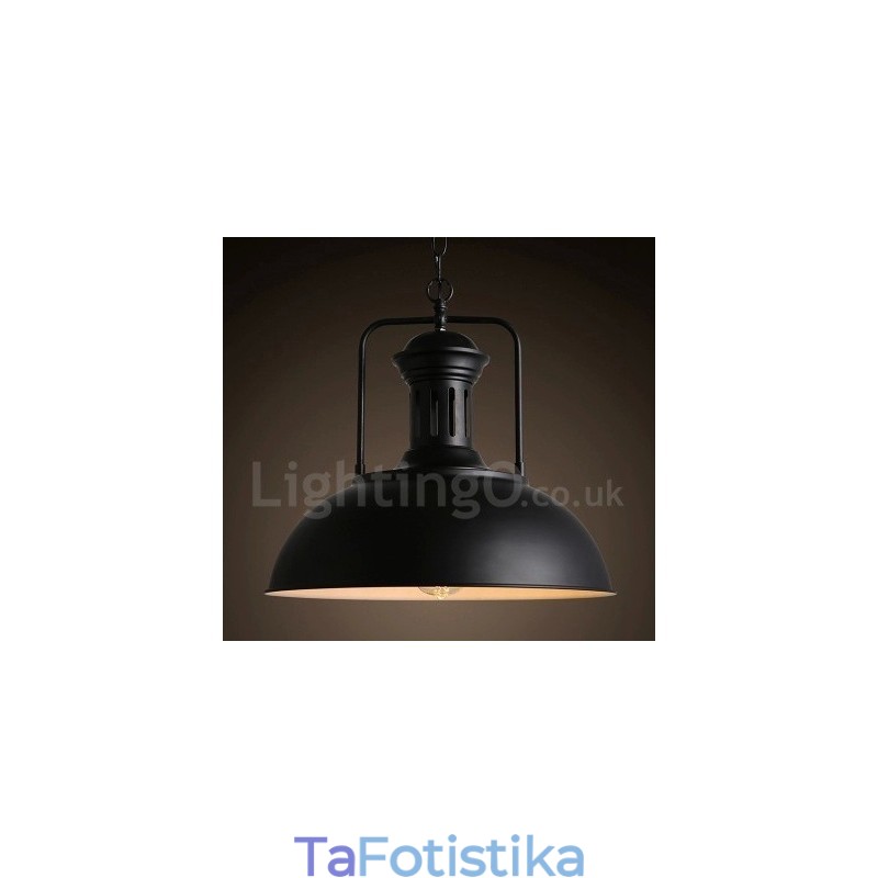 Μαύρο Country Vintage Μεταλλικό Κρεμαστό Φωτιστικό