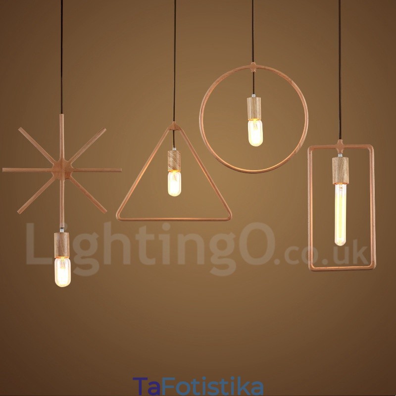1 Light Rustic Lodge Ξύλινο Κρεμαστό Φωτιστικό