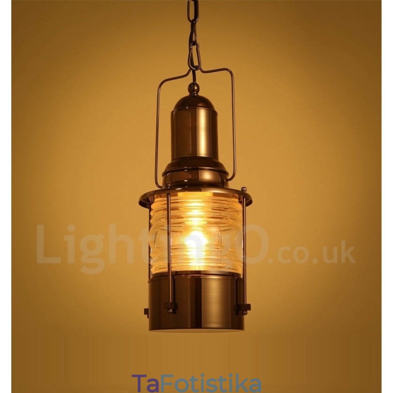 Χάλκινο κρεμαστό φως φαναριού Retro Vintage 1 Light