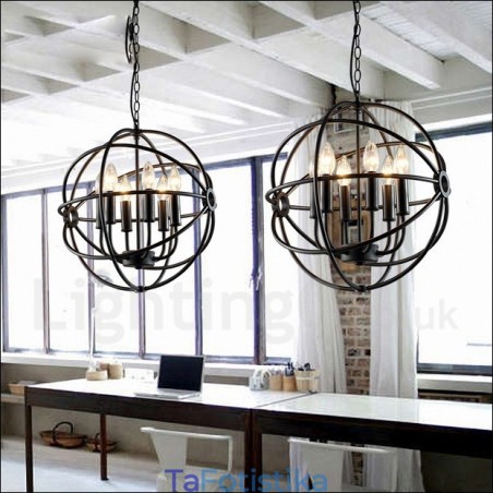 6 Light Metal Globe Vintage κρεμαστό φως 6 Light Metal Globe Vintage κρεμαστό φως