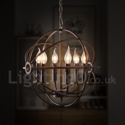 6 Light Metal Globe Vintage κρεμαστό φως