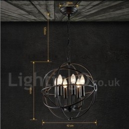 6 Light Metal Globe Vintage κρεμαστό φως