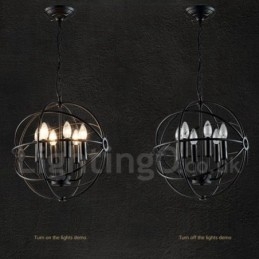 6 Light Metal Globe Vintage κρεμαστό φως