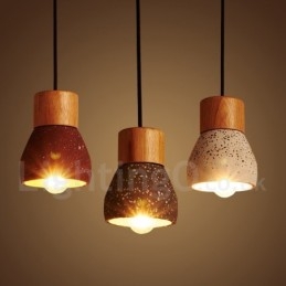 Μοντέρνο Σύγχρονο Κρεμαστό Φωτιστικό 1 Light Wood Concrte