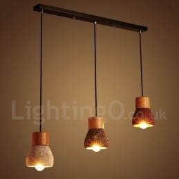 Μοντέρνο Σύγχρονο Κρεμαστό Φωτιστικό 1 Light Wood Concrte
