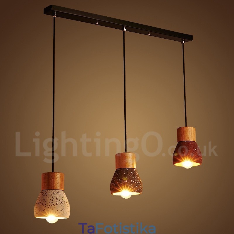 Μοντέρνο Σύγχρονο Κρεμαστό Φωτιστικό 1 Light Wood Concrte