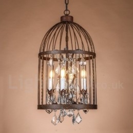 Retro Vintage Metal 4 Light Birdcage κρεμαστό φωτιστικό