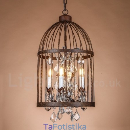 Retro Vintage Metal 4 Light Birdcage κρεμαστό φωτιστικό Retro Vintage Metal 4 Light Birdcage κρεμαστό φωτιστικό