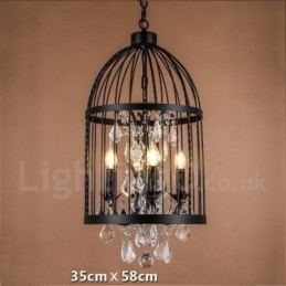Retro Vintage Metal 4 Light Birdcage κρεμαστό φωτιστικό