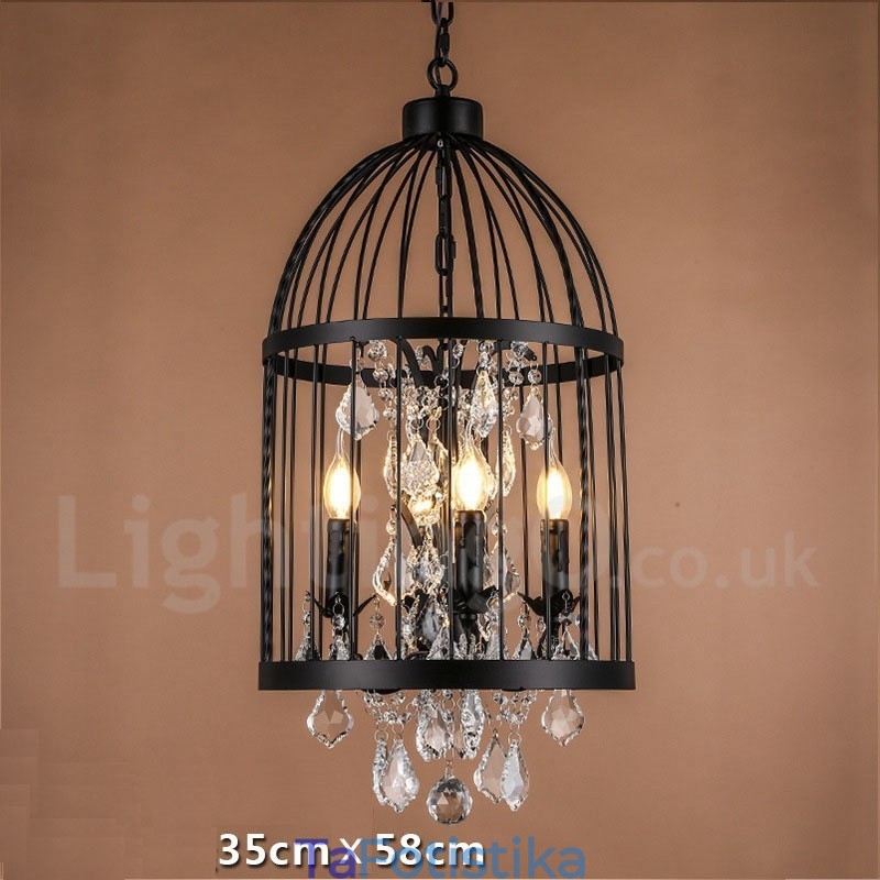 Retro Vintage Metal 4 Light Birdcage κρεμαστό φωτιστικό