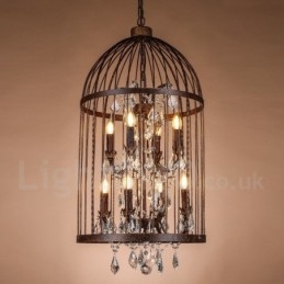 Retro Vintage Metal 8 Light Κρεμαστό Φωτιστικό Birdcage