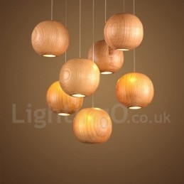 Φωτιστικό κρεμαστό ρουστίκ Lodge Wooden Globe