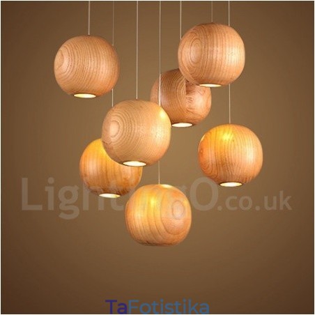 Φωτιστικό κρεμαστό ρουστίκ Lodge Wooden Globe Φωτιστικό κρεμαστό ρουστίκ Lodge Wooden Globe
