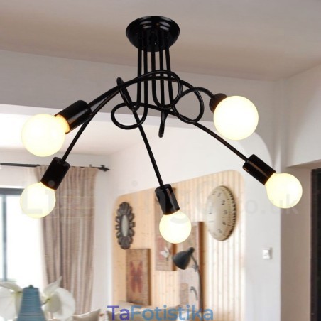 Μαύρο Country Metal 5 Light Πολυέλαιος Φωτιστικό Μαύρο Country Metal 5 Light Πολυέλαιος Φωτιστικό