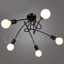 Μαύρο Country Metal 5 Light Πολυέλαιος Φωτιστικό