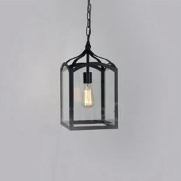 Metal Rustic Lodge κρεμαστό φωτιστικό με γυάλινη απόχρωση