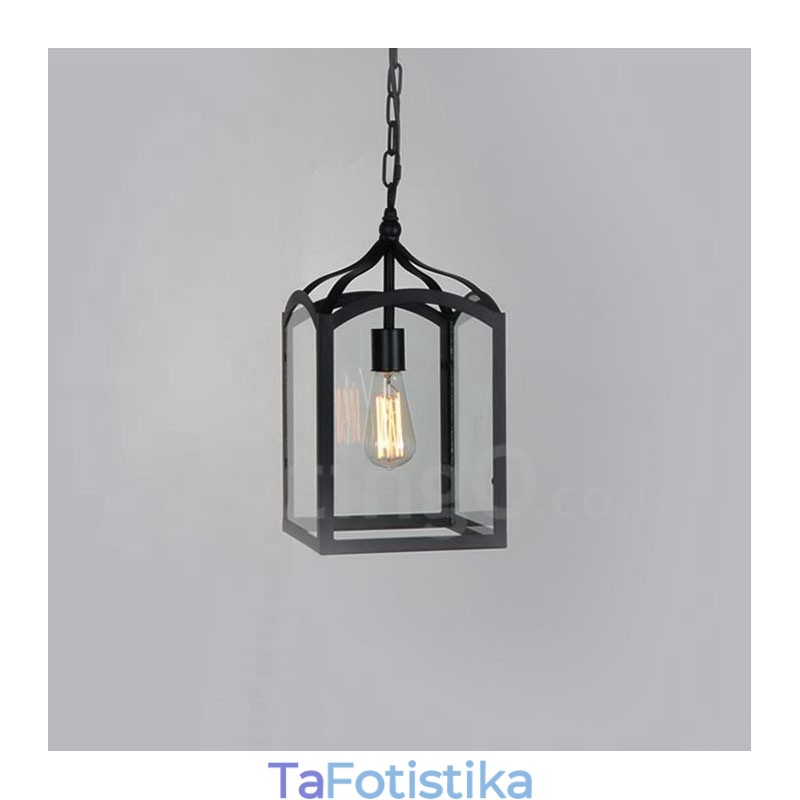 Metal Rustic Lodge κρεμαστό φωτιστικό με γυάλινη απόχρωση