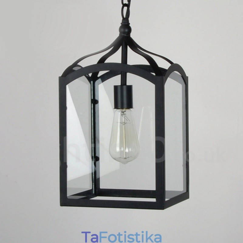 Metal Rustic Lodge κρεμαστό φωτιστικό με γυάλινη απόχρωση