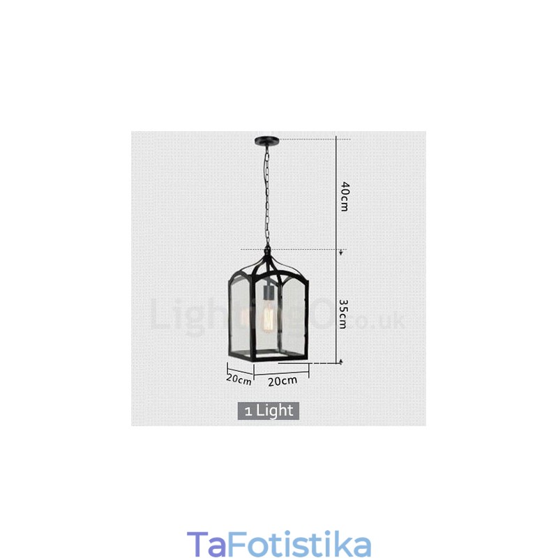 Metal Rustic Lodge κρεμαστό φωτιστικό με γυάλινη απόχρωση