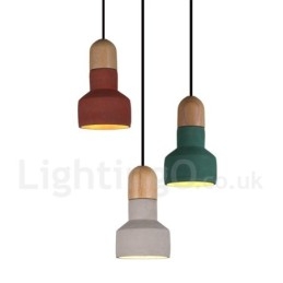 Κρεμαστό φωτιστικό Vintage Wood Concrte Multi Colors για Φωτιστικό