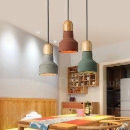 Κρεμαστό φωτιστικό Vintage Wood Concrte Multi Colors για Φωτιστικό