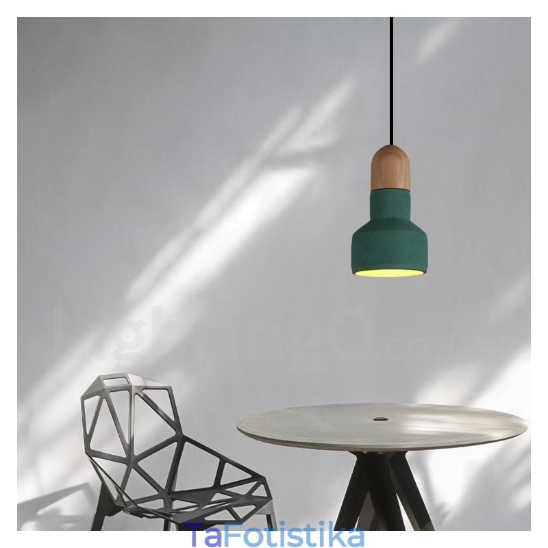 Κρεμαστό φωτιστικό Vintage Wood Concrte Multi Colors για Φωτιστικό