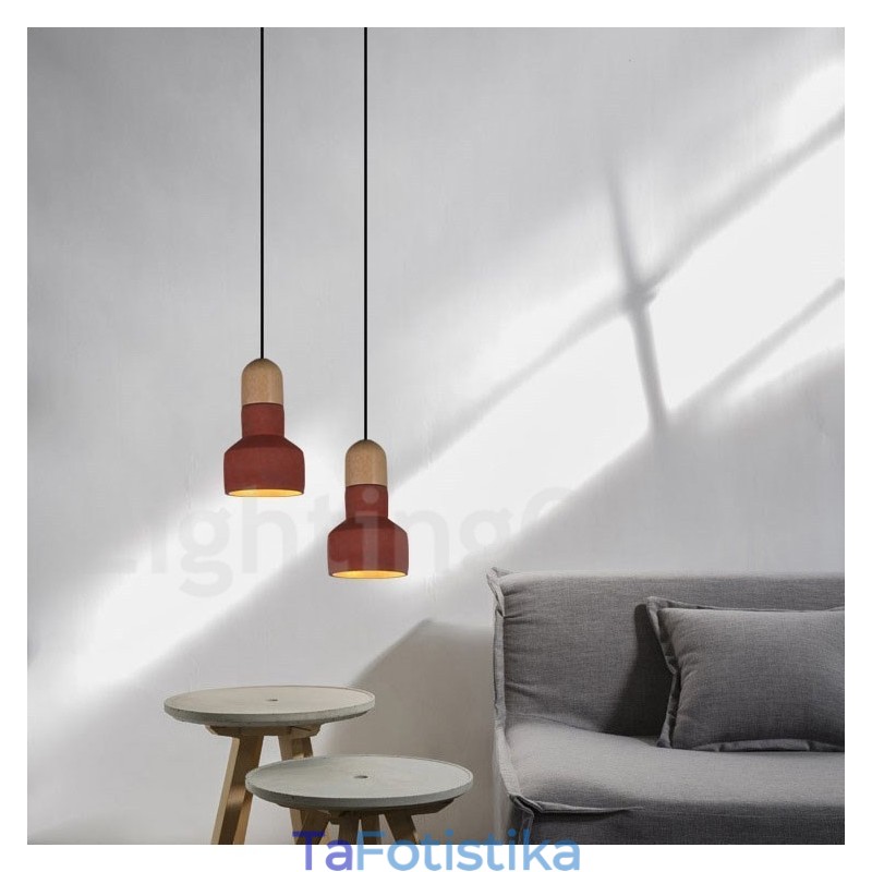 Κρεμαστό φωτιστικό Vintage Wood Concrte Multi Colors για Φωτιστικό