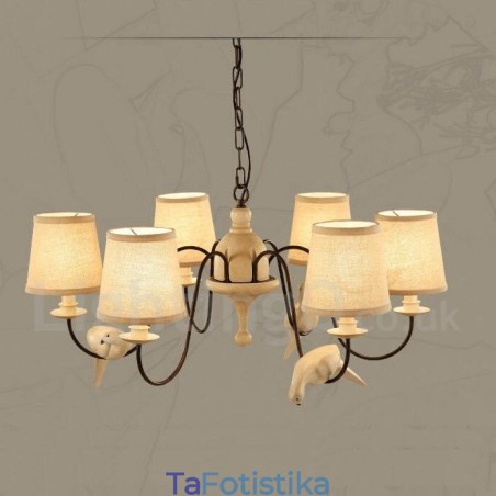 Φωτιστικό κρεμαστό 6 Light Rustic Lodge Vintage Φωτιστικό κρεμαστό 6 Light Rustic Lodge Vintage