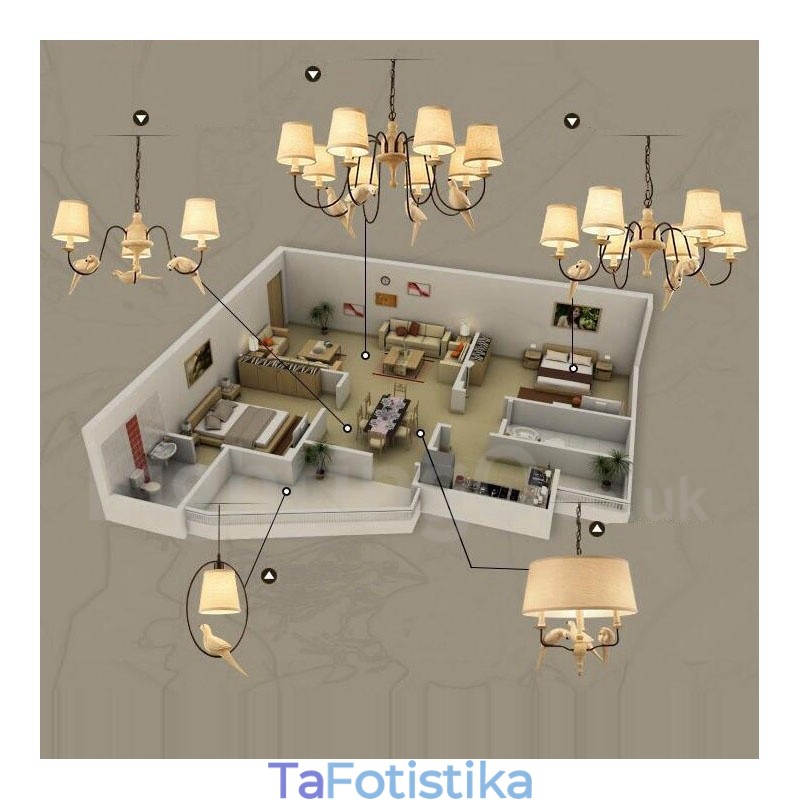 Φωτιστικό κρεμαστό 6 Light Rustic Lodge Vintage