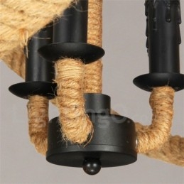 Country Hemp Rope 3 Light Vintage Κρεμαστό Φωτιστικό
