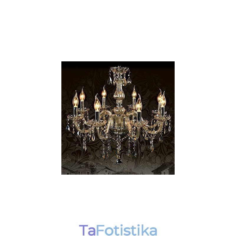 8 Lights Πολυτελής Κρυστάλλινος Πολυέλαιος Κονιάκ Χρώμα K9 Κρυστάλλινος Πολυέλαιος