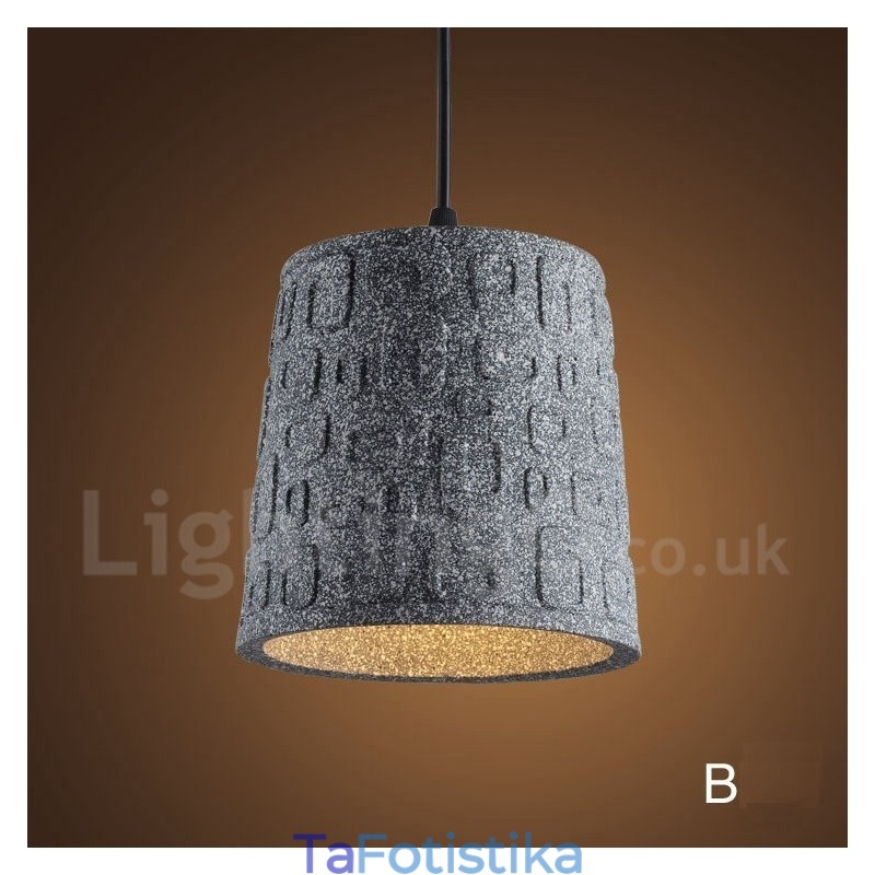 Retro Vintage Concrte 1 Light Κρεμαστό Φωτιστικό