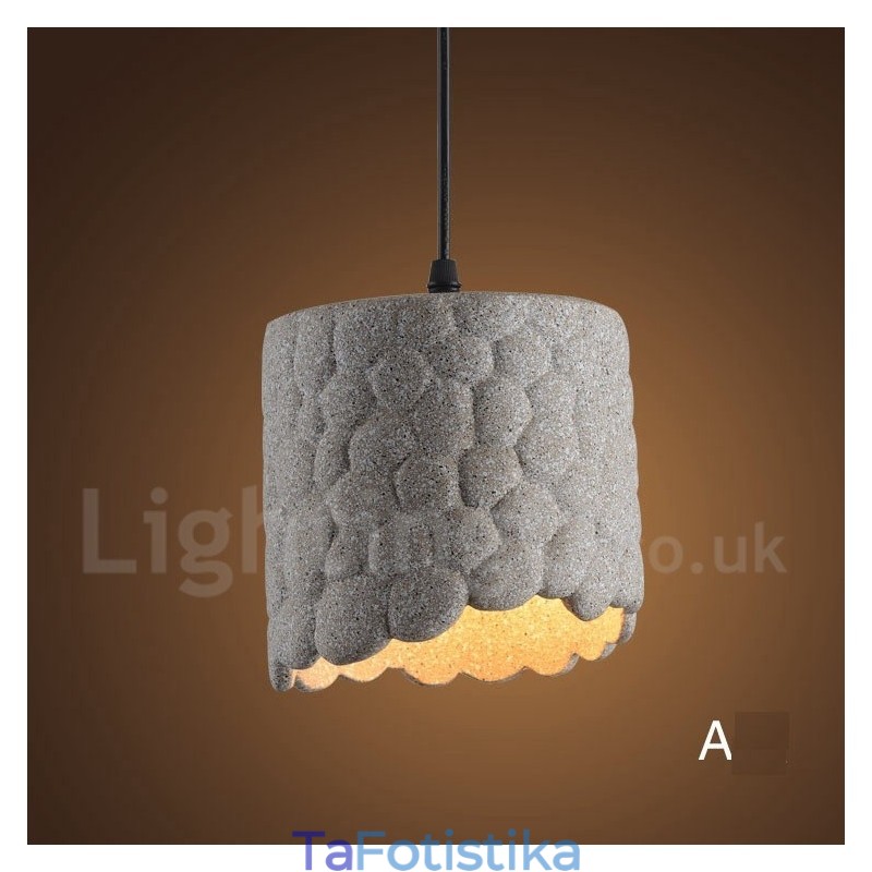Retro Vintage Concrte 1 Light Κρεμαστό Φωτιστικό